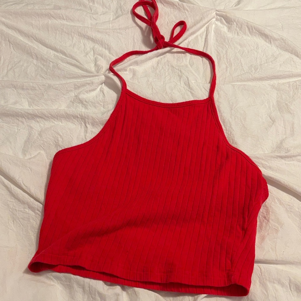 SHEIN Vibrant Red Ribbed Tank Top